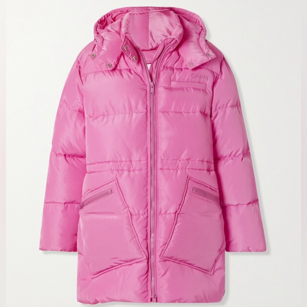 Ganni Pink Oversized Puffer Coat